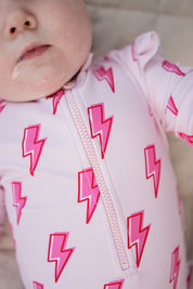 Long Sleeve Rash Guard Swimsuit | Pink Bolts