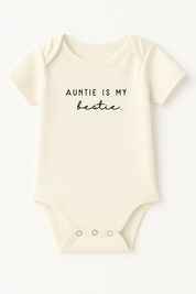 Auntie is my Bestie Organic Cotton Baby Bodysuit Short Sleeve