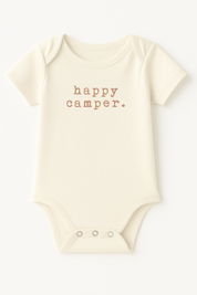Happy Camper Clay Organic Cotton Baby Bodysuit Short Sleeve