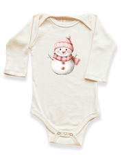 Snowman Organic Baby Bodysuit Long Sleeve
