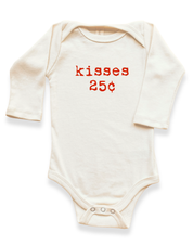 Kisses 25c Organic Baby Bodysuit Long Sleeve
