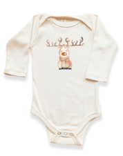 Reindeer Organic Baby Bodysuit Long Sleeve