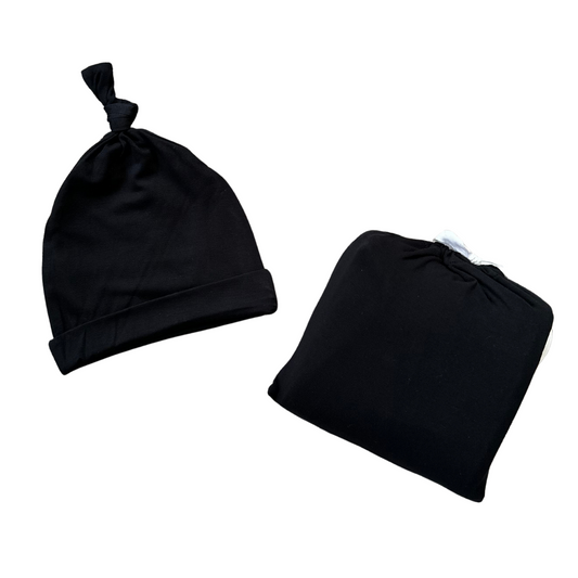 Black | Swaddle Set (headband or hat)