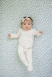 Blue Blossom Muslin Crib Sheet