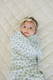 Blue Blossom Muslin Swaddle Blanket