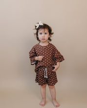 Shorts Set | Brown Polka Dots