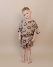 Shorts Set | Brown Smiley Face