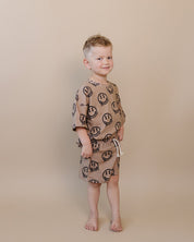 Shorts Set | Brown Smiley Face
