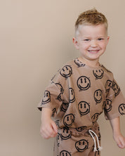 Shorts Set | Brown Smiley Face