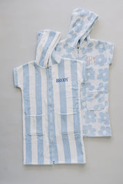 Seaside Stripe Zip-Up Organic Cotton Beach Poncho