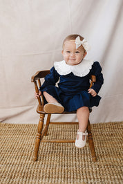 Navy Peter Pan Collar Pleated Skirt Set