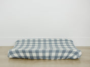 Dusty Blue Gingham Muslin Changing Pad Cover