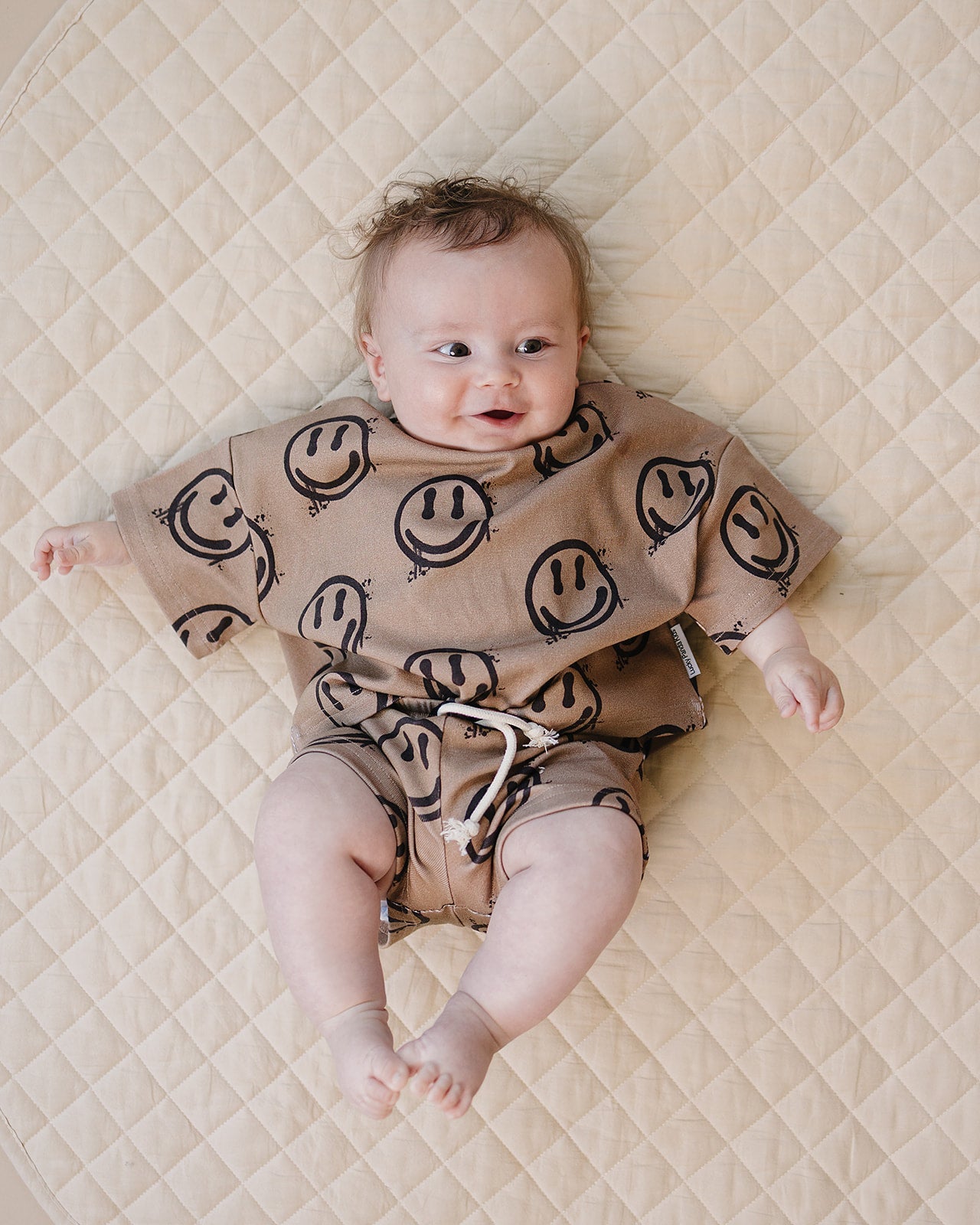 Shorts Set | Brown Smiley Face