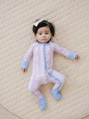 Bamboo Zip Romper | Baseball Girl