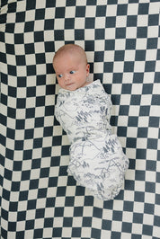 Charcoal Checkered Muslin Crib Sheet