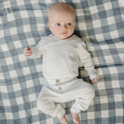 Blue Stripe Pointelle Layette Set