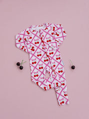 Bamboo Zip Romper | Cherry Bow