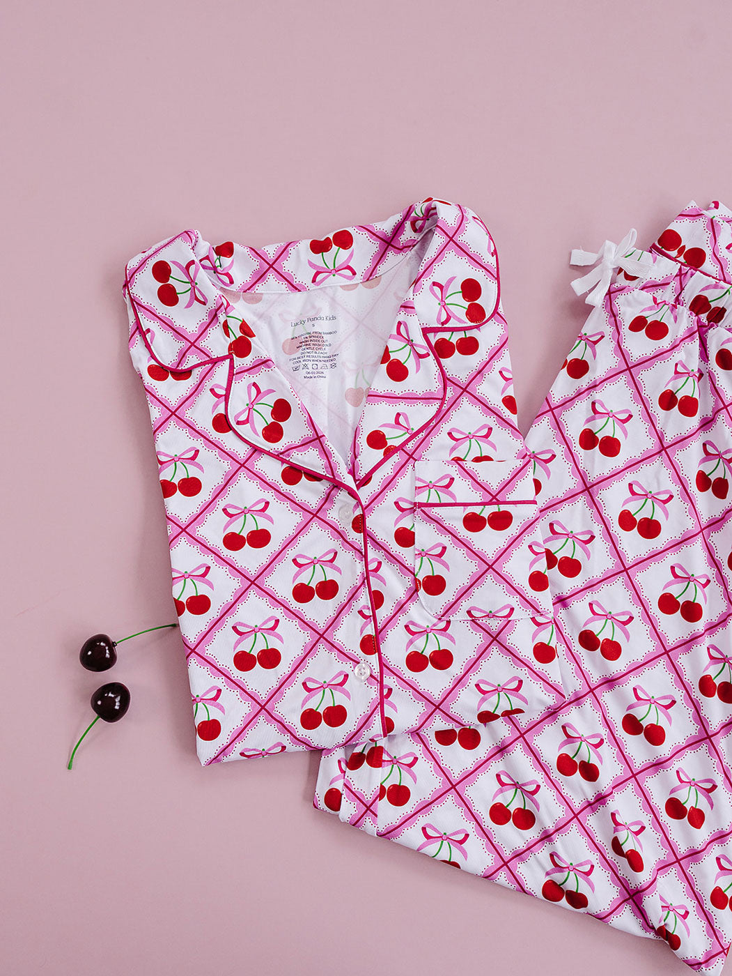 Bamboo Women's Button Up Set | Cherry Bow
