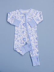 Bamboo Zip Romper | Blue Flowers