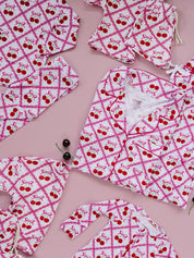 Bamboo Women's Button Up Set | Cherry Bow