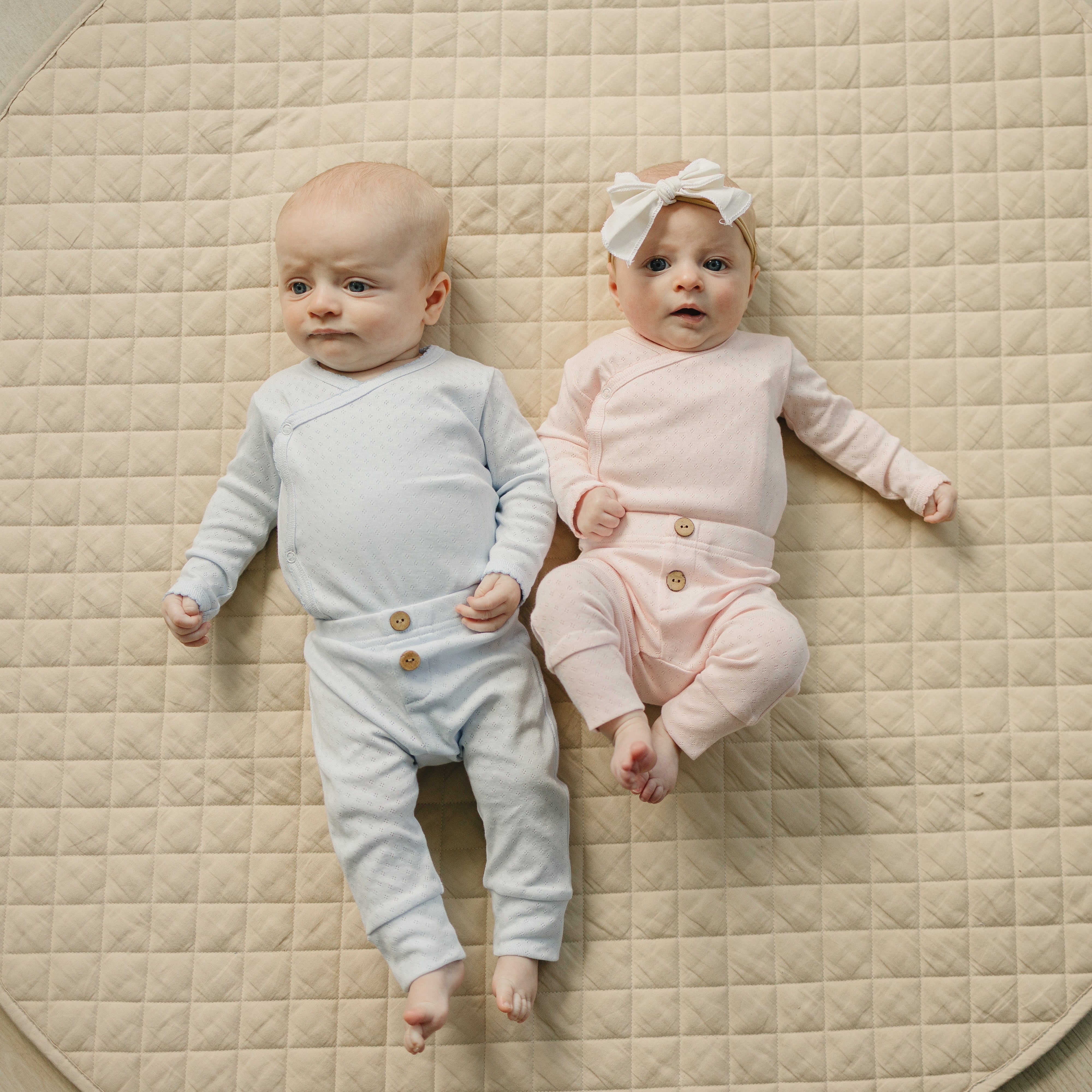 Blue Pointelle Layette Set