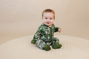 Bamboo Zip Romper | Green Camo Bolts