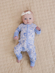 Bamboo Zip Romper | Blue Flowers