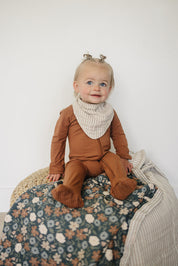 Taupe Stripe Muslin Bib