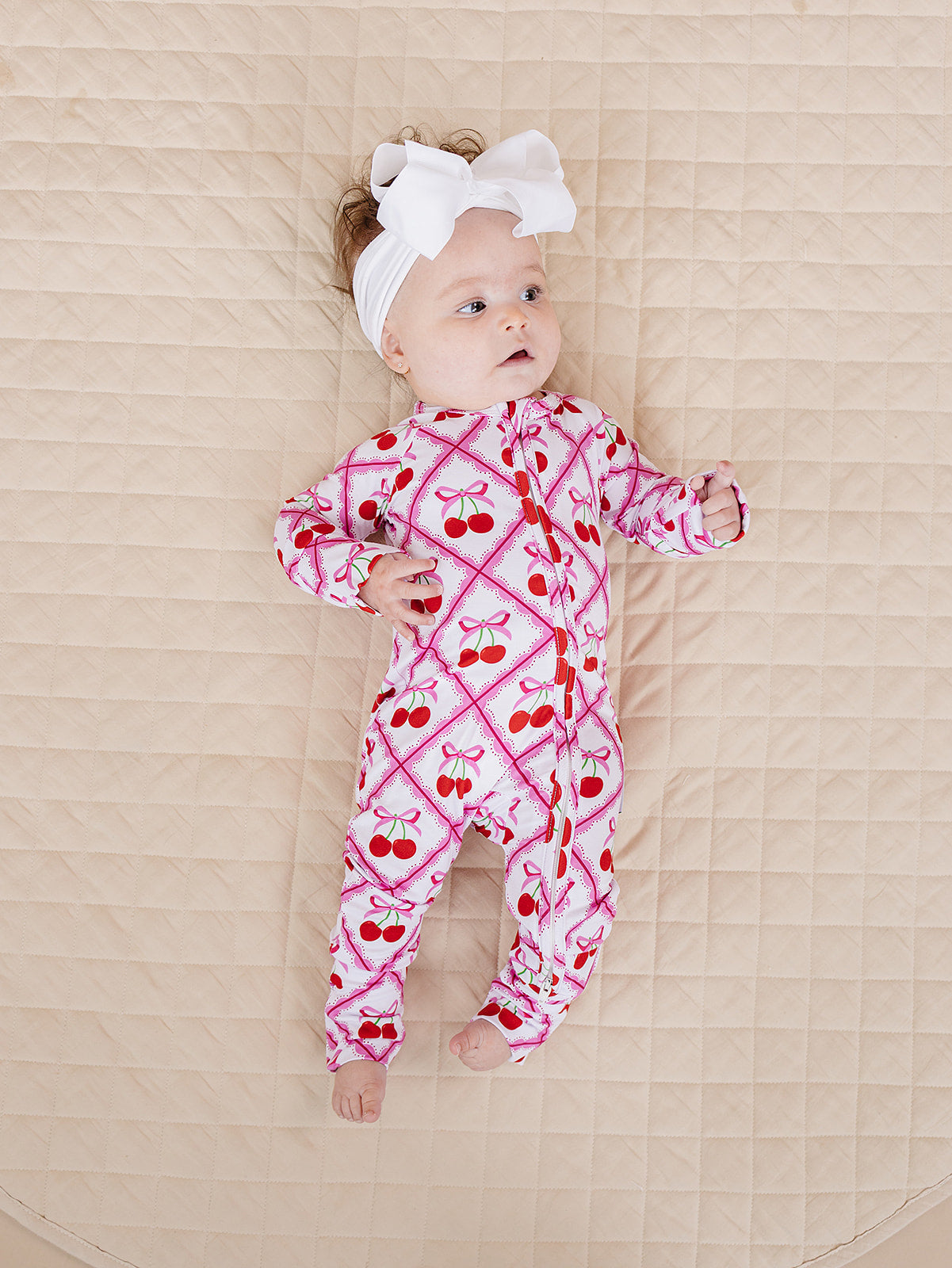Bamboo Zip Romper | Cherry Bow