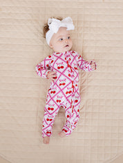 Bamboo Zip Romper | Cherry Bow