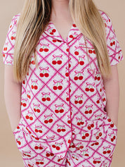 Bamboo Women's Button Up Set | Cherry Bow