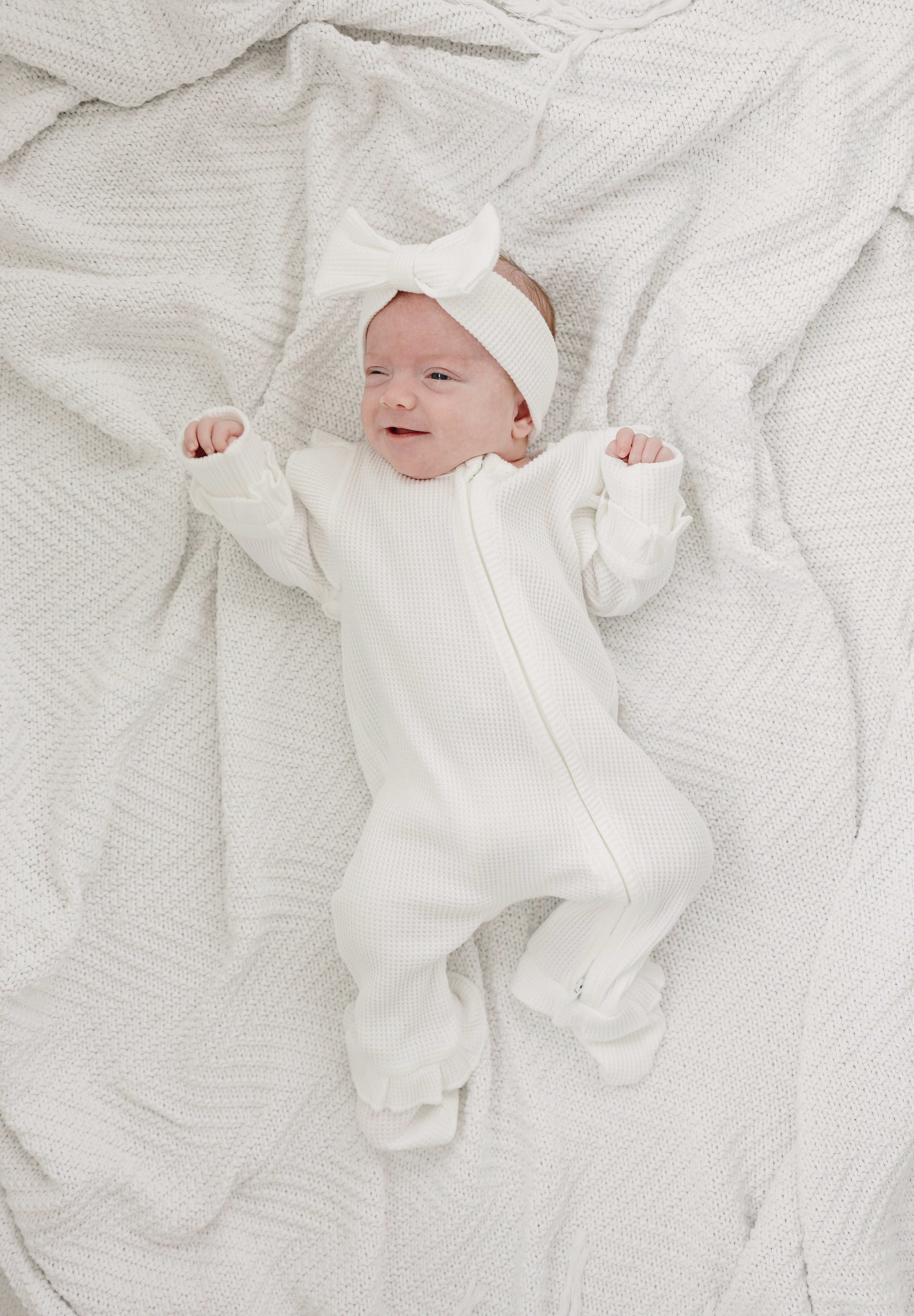 Luna + Luca Ruffle Waffle Set - White