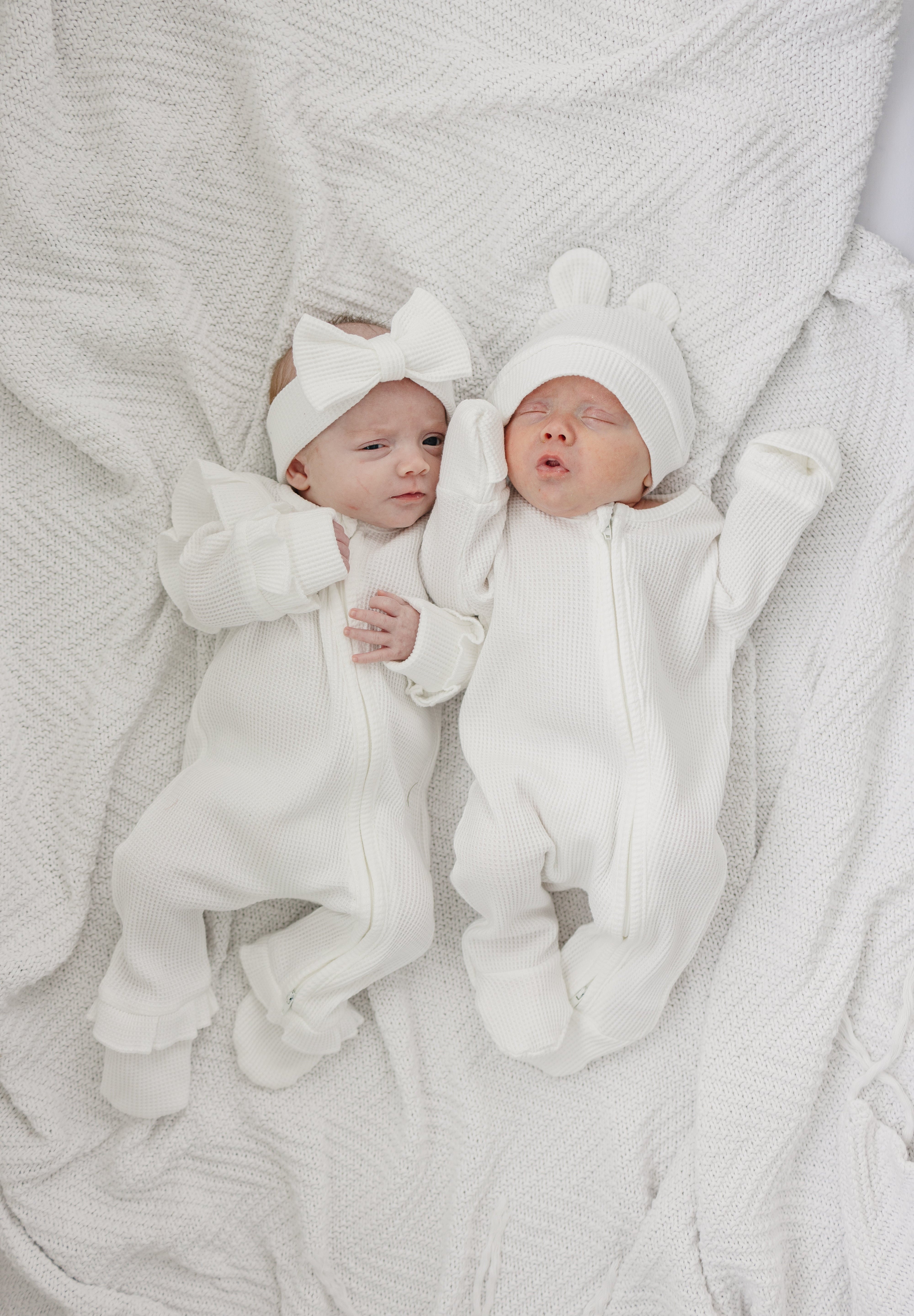 Luna + Luca Bear Waffle Set - White