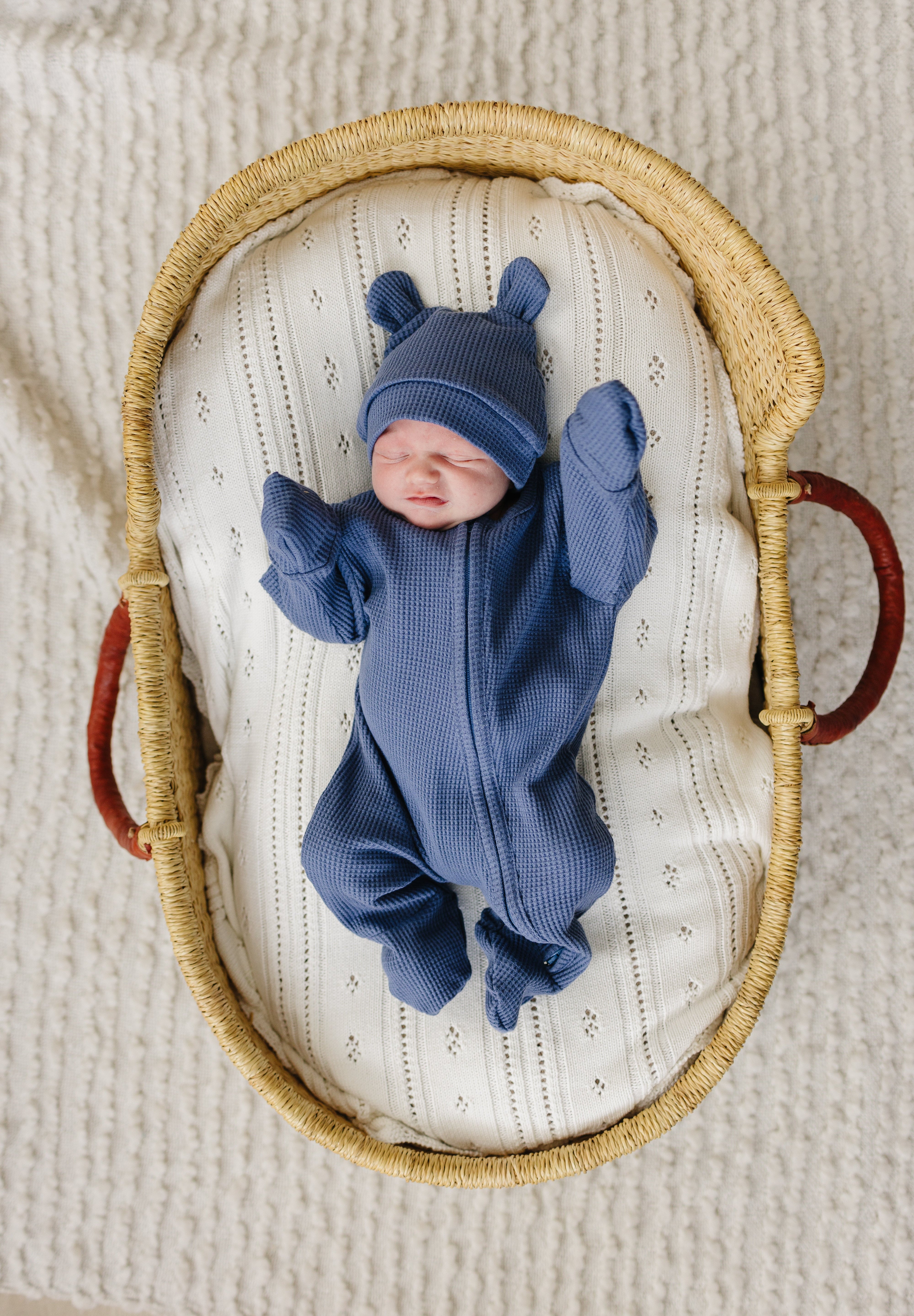 Luna + Luca Bear Waffle Set - Stormy Blue