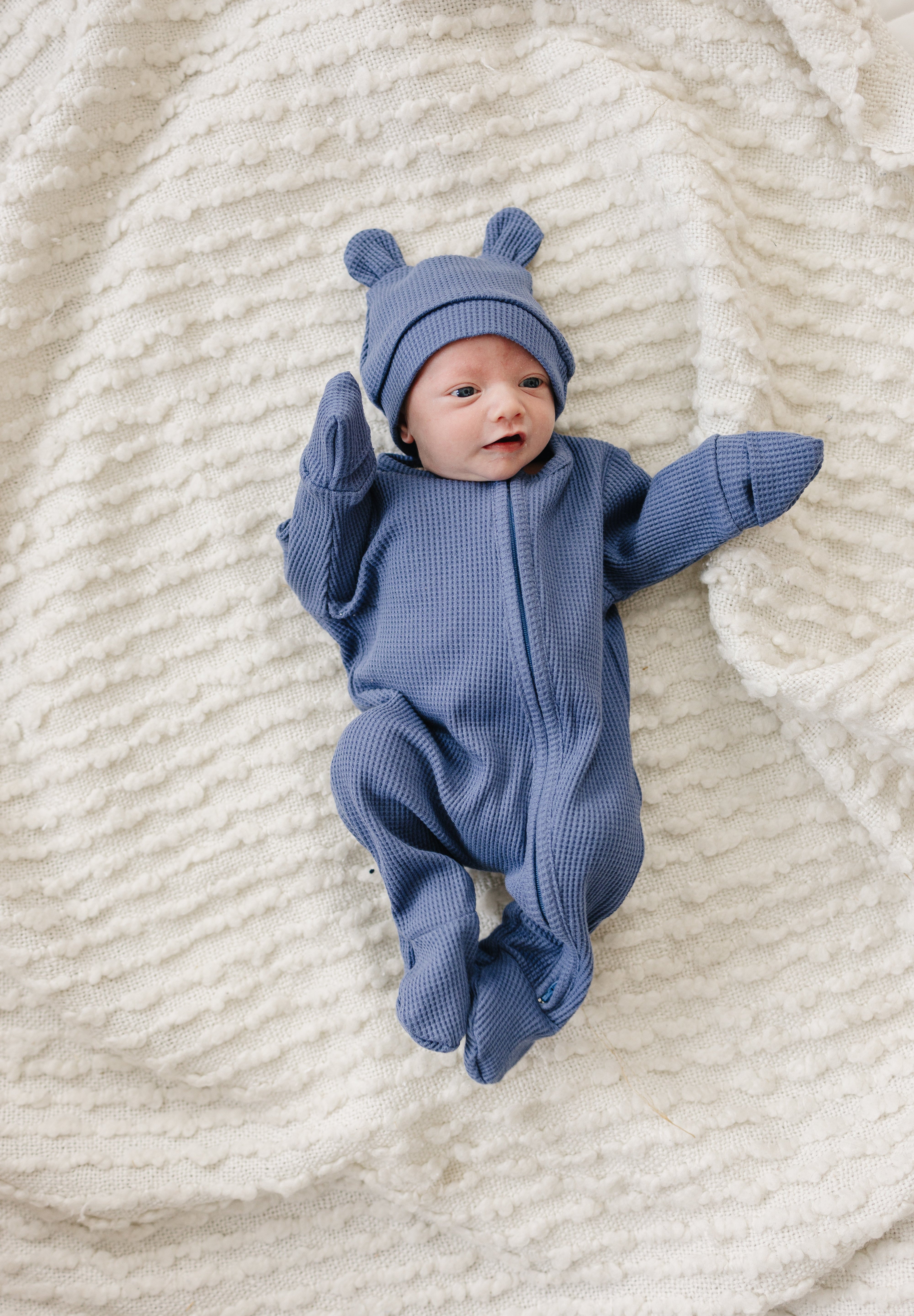 Luna + Luca Bear Waffle Set - Stormy Blue