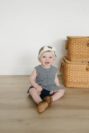Navy Gingham Peplum Set