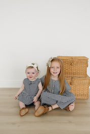 Navy Gingham Peplum Set