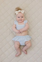 Light Blue Gingham Ruffle Bikini Set
