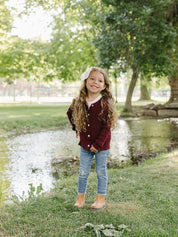 Burgundy Cable Knit Cardigan