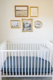 Navy Berry Muslin Crib Sheet