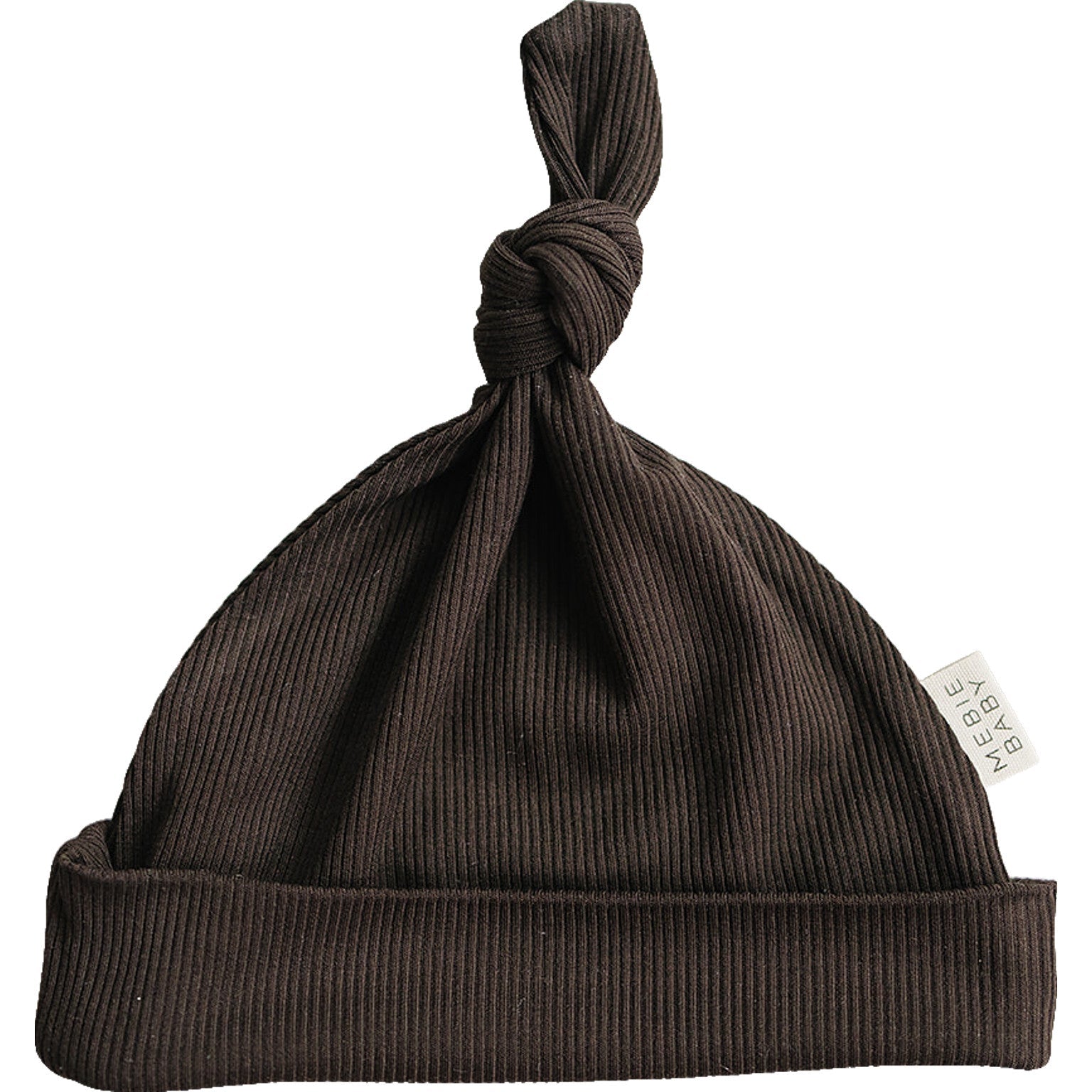 Brown Ribbed Bamboo Newborn Knot Hat
