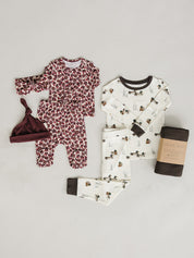 Antique Floral Ribbed Bamboo Layette Set