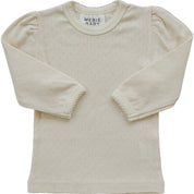 Cream Pointelle Long Sleeve Tee