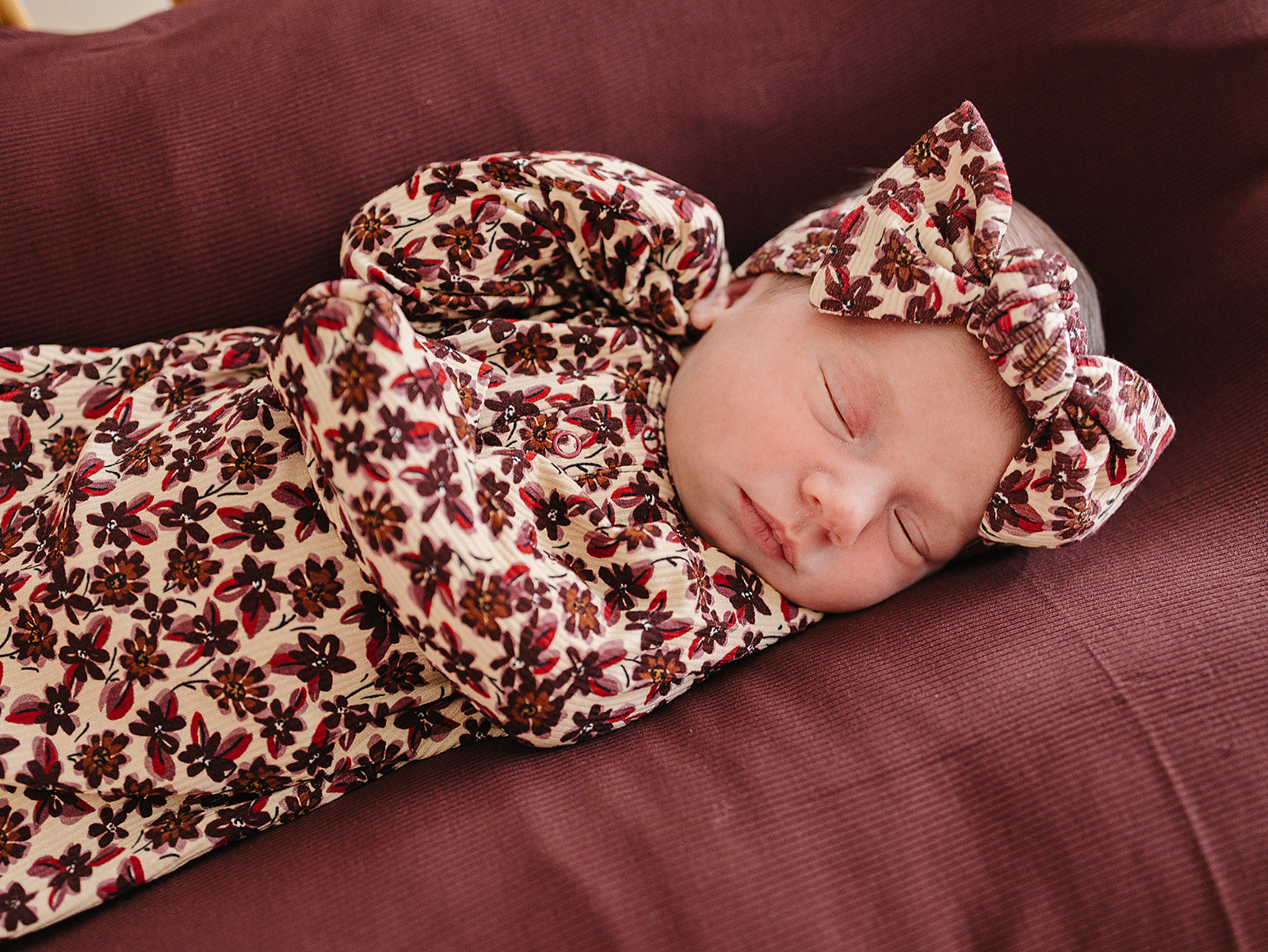 Antique Floral Ribbed Bamboo Head Wrap