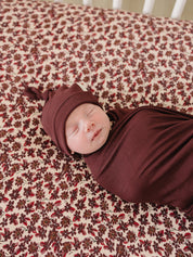Deep Violet Ribbed Bamboo Newborn Knot Hat