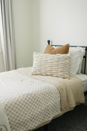 Taupe Checkered Twin Muslin Quilt