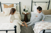 Dusty Blue Wavy Checkered Twin Muslin Quilt