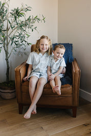 Light Blue Gingham Short Pajama Set