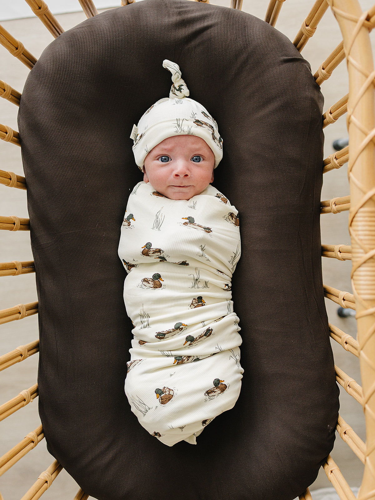 Brown Ribbed Bamboo Stretch Swaddle