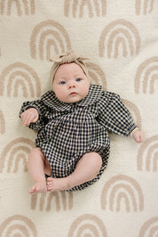 Gingham Peter Pan Collar Long Sleeve Bubble Romper